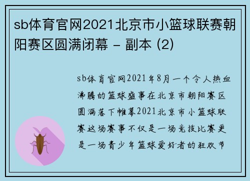 sb体育官网2021北京市小篮球联赛朝阳赛区圆满闭幕 - 副本 (2)