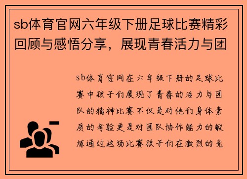sb体育官网六年级下册足球比赛精彩回顾与感悟分享，展现青春活力与团队精神